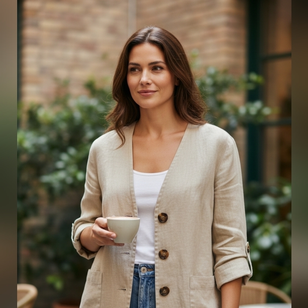 Marvin Richards Khaki 100% Linen Jacket